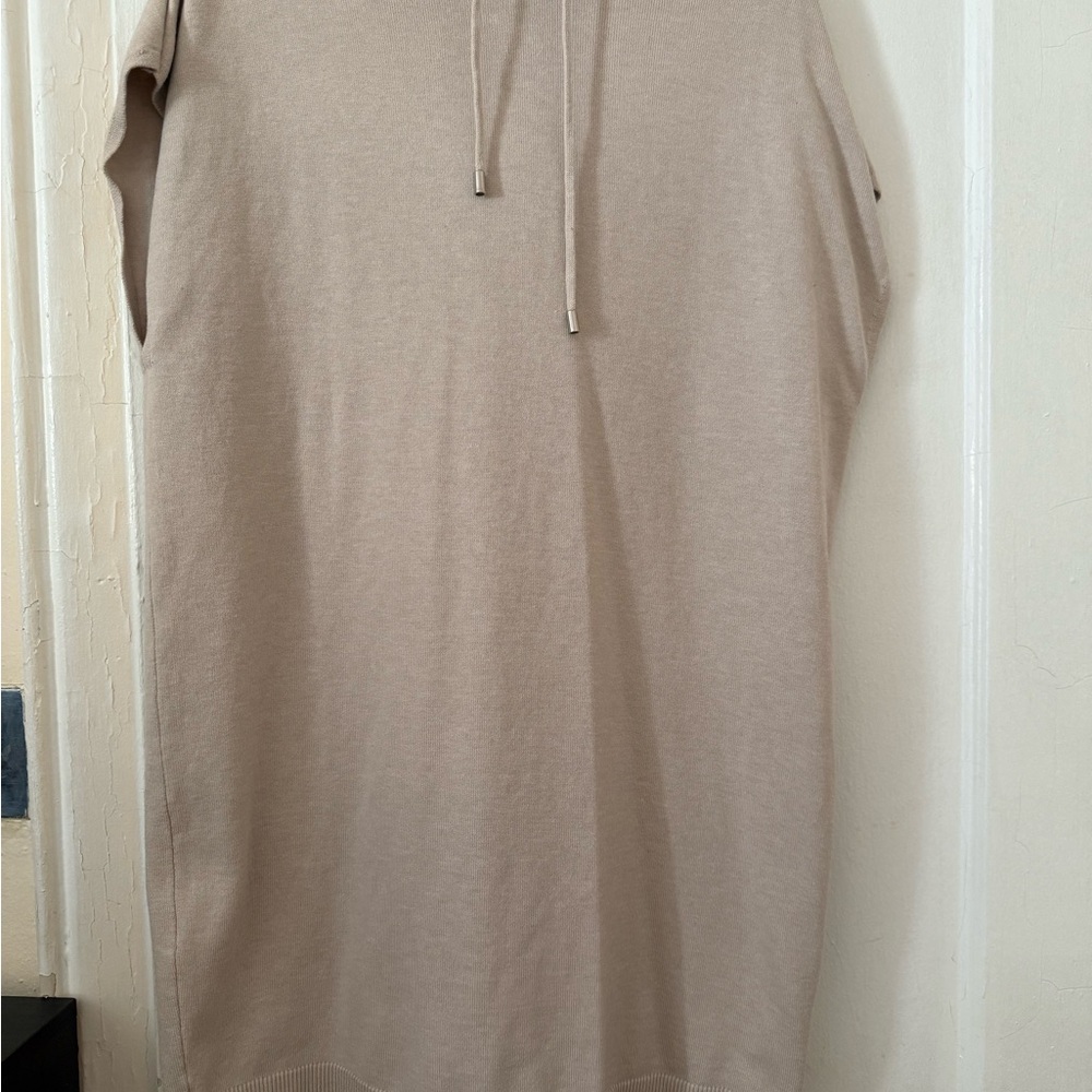 Beige Sleeveless Hoodie Dress